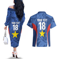 Custom Paraguay Football Couples Matching Off The Shoulder Long Sleeve Dress and Hawaiian Shirt La Albirroja Pride - Wonder Print Shop
