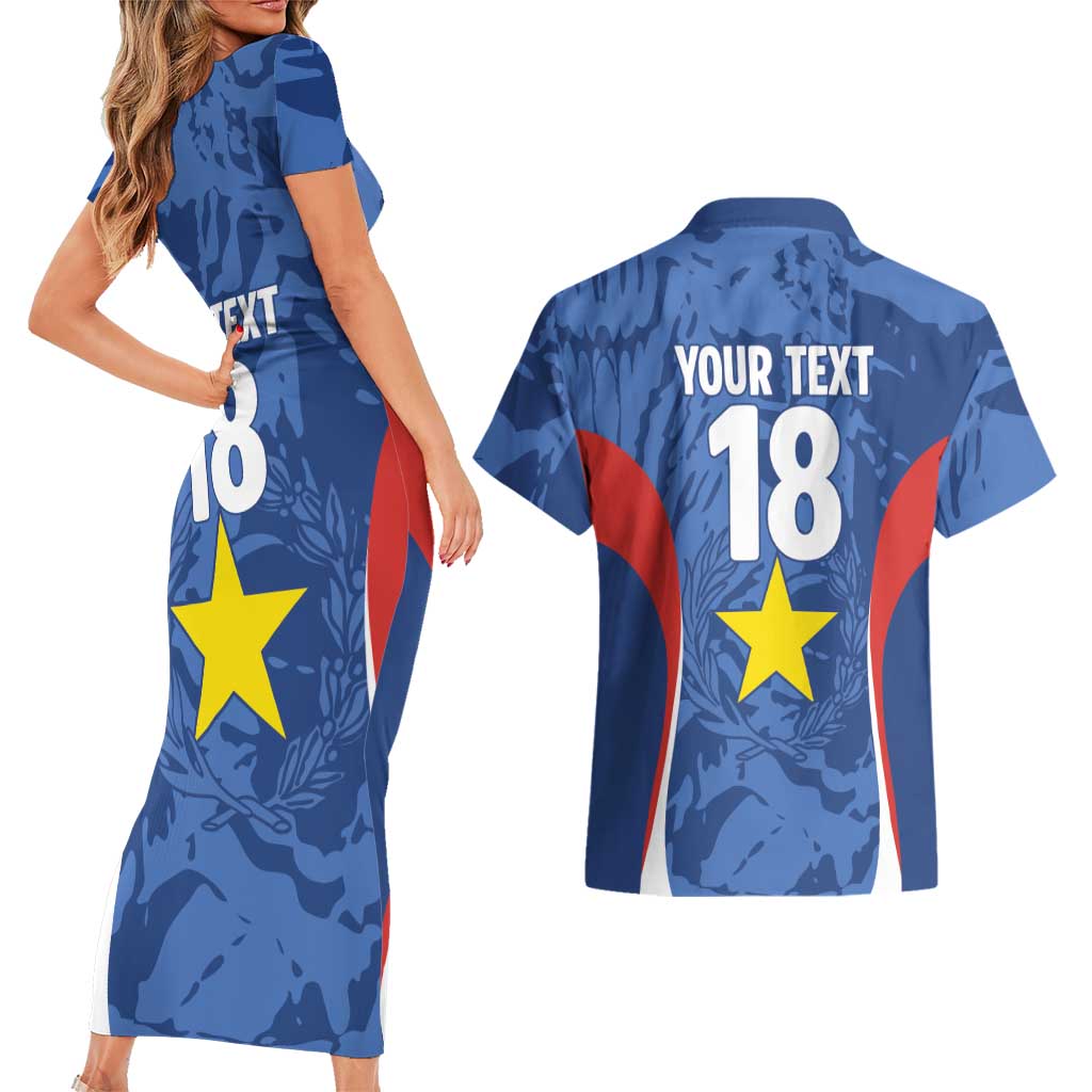 Custom Paraguay Football Couples Matching Short Sleeve Bodycon Dress and Hawaiian Shirt La Albirroja Pride - Wonder Print Shop