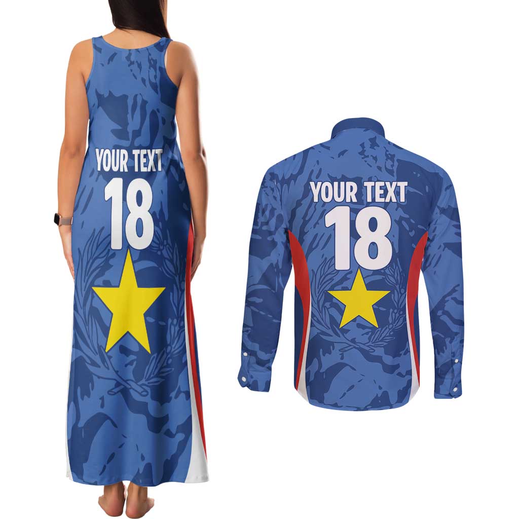 Custom Paraguay Football Couples Matching Tank Maxi Dress and Long Sleeve Button Shirt La Albirroja Pride - Wonder Print Shop
