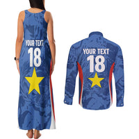 Custom Paraguay Football Couples Matching Tank Maxi Dress and Long Sleeve Button Shirt La Albirroja Pride - Wonder Print Shop