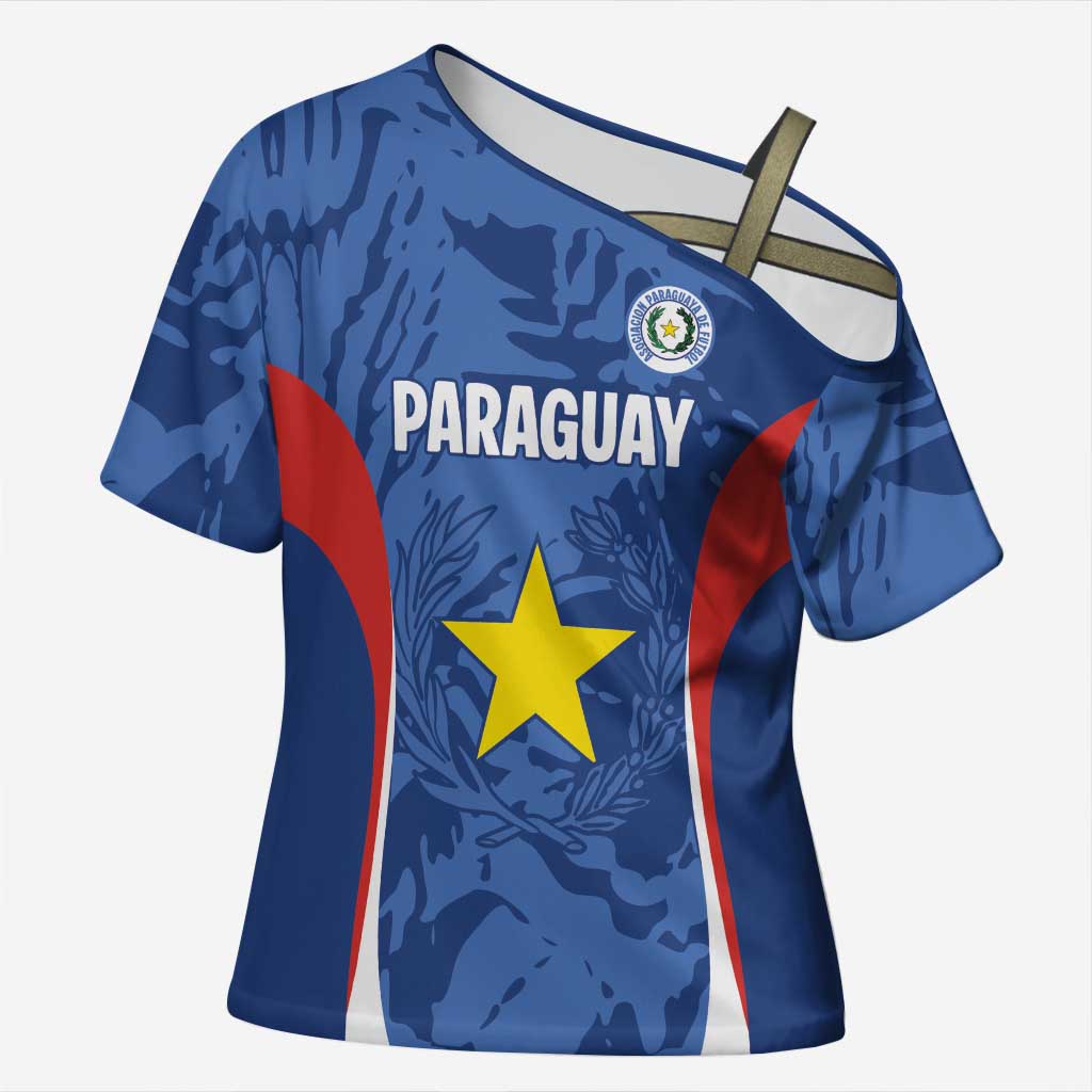 Custom Paraguay Football Cross Shoulder Shirt La Albirroja Pride - Wonder Print Shop
