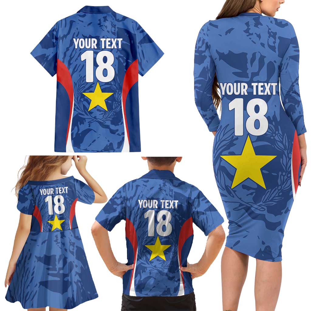 Custom Paraguay Football Family Matching Long Sleeve Bodycon Dress and Hawaiian Shirt La Albirroja Pride - Wonder Print Shop