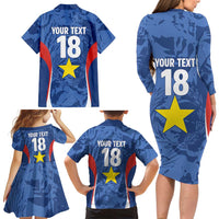 Custom Paraguay Football Family Matching Long Sleeve Bodycon Dress and Hawaiian Shirt La Albirroja Pride - Wonder Print Shop