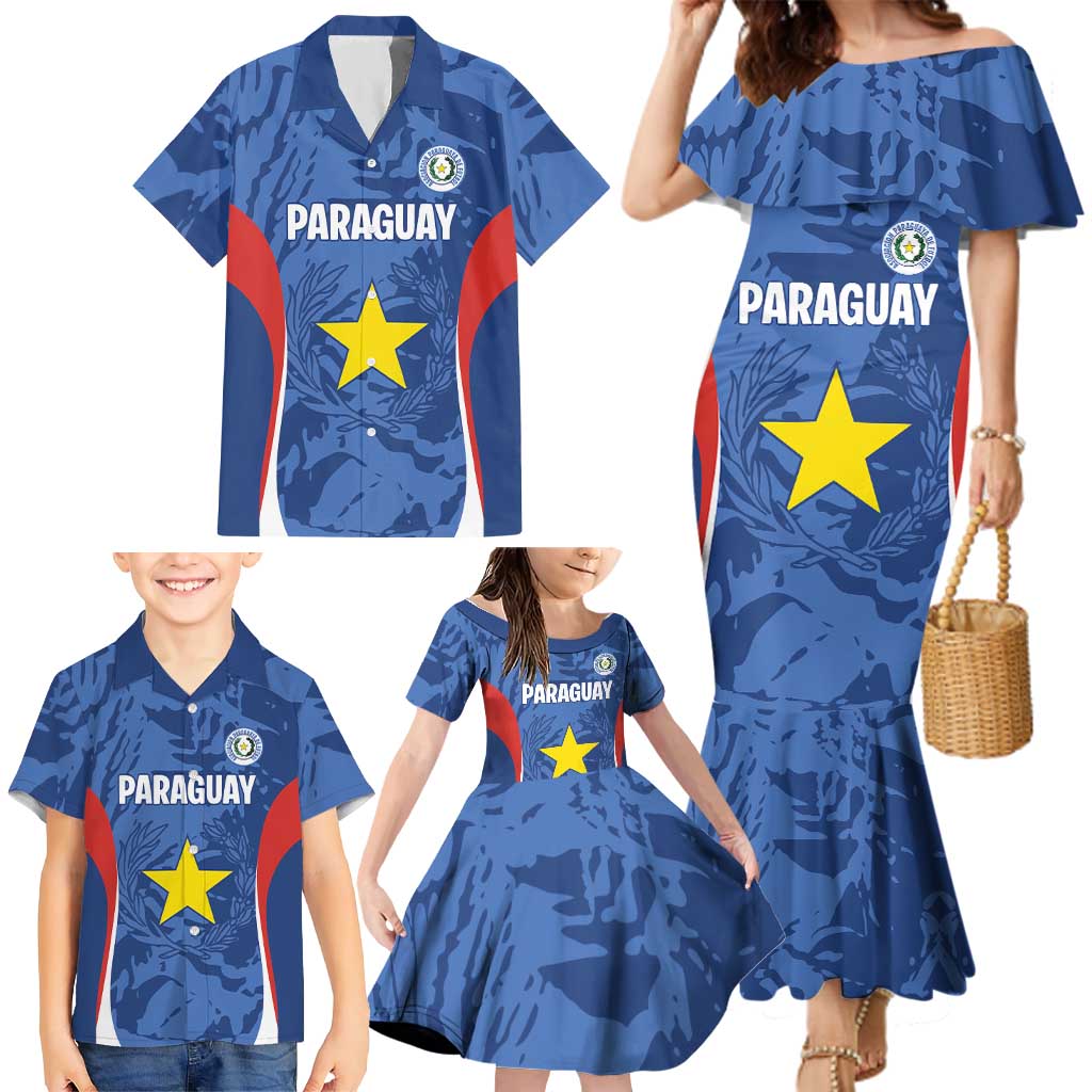 Custom Paraguay Football Family Matching Mermaid Dress and Hawaiian Shirt La Albirroja Pride - Wonder Print Shop