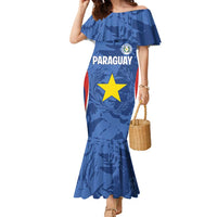 Custom Paraguay Football Family Matching Mermaid Dress and Hawaiian Shirt La Albirroja Pride - Wonder Print Shop