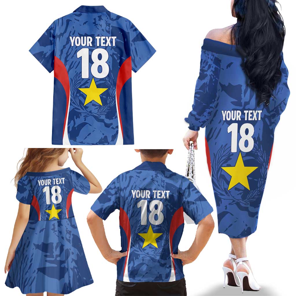 Custom Paraguay Football Family Matching Off The Shoulder Long Sleeve Dress and Hawaiian Shirt La Albirroja Pride - Wonder Print Shop