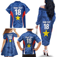 Custom Paraguay Football Family Matching Off The Shoulder Long Sleeve Dress and Hawaiian Shirt La Albirroja Pride - Wonder Print Shop