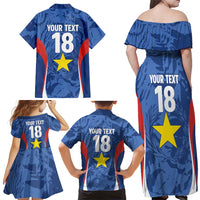 Custom Paraguay Football Family Matching Off Shoulder Maxi Dress and Hawaiian Shirt La Albirroja Pride - Wonder Print Shop