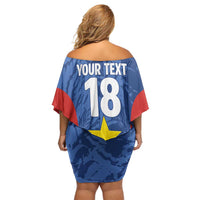 Custom Paraguay Football Family Matching Off Shoulder Short Dress and Hawaiian Shirt La Albirroja Pride - Wonder Print Shop