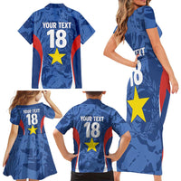 Custom Paraguay Football Family Matching Short Sleeve Bodycon Dress and Hawaiian Shirt La Albirroja Pride - Wonder Print Shop