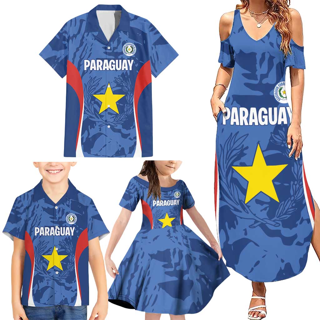 Custom Paraguay Football Family Matching Summer Maxi Dress and Hawaiian Shirt La Albirroja Pride - Wonder Print Shop
