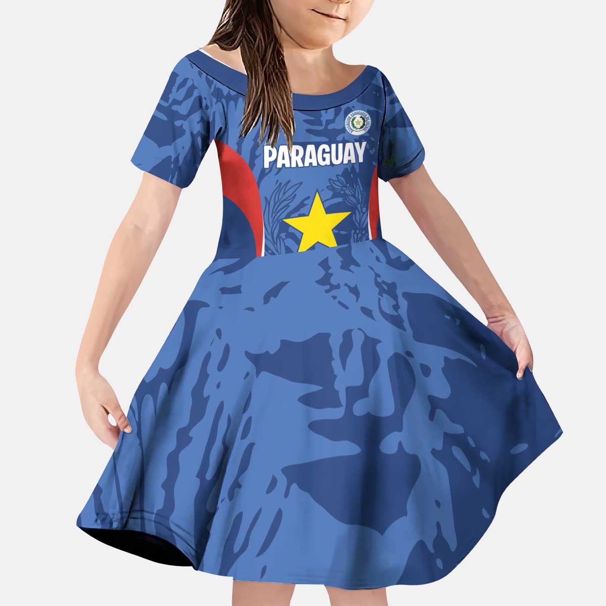 Custom Paraguay Football Kid Short Sleeve Dress La Albirroja Pride - Wonder Print Shop