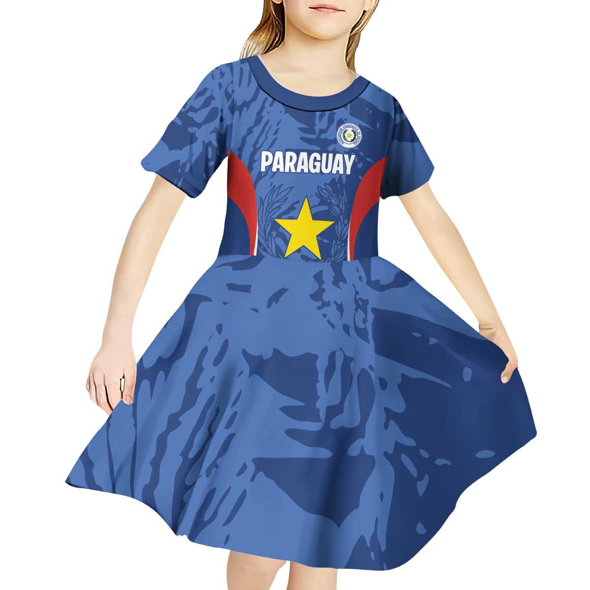 Custom Paraguay Football Kid Short Sleeve Dress La Albirroja Pride - Wonder Print Shop