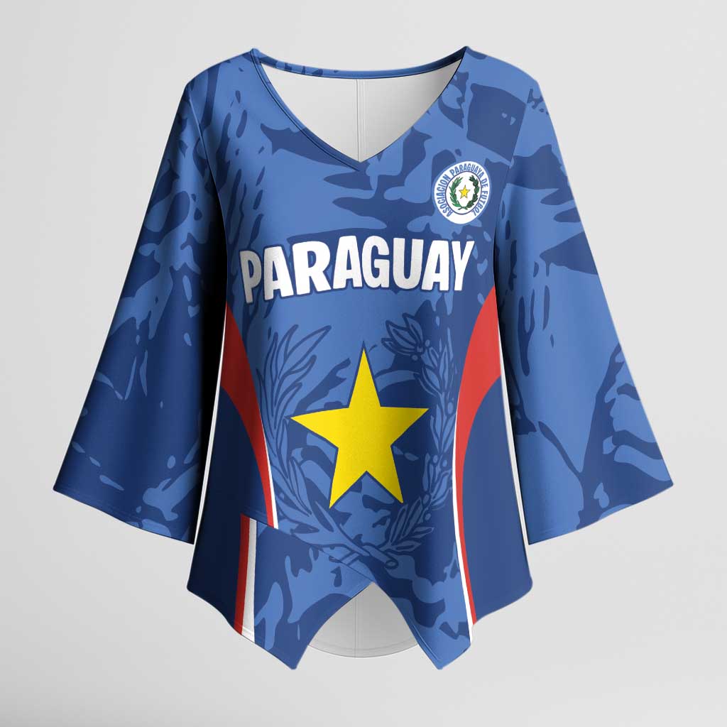 Custom Paraguay Football Kimono Sleeve Blouse La Albirroja Pride - Wonder Print Shop