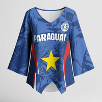 Custom Paraguay Football Kimono Sleeve Blouse La Albirroja Pride - Wonder Print Shop