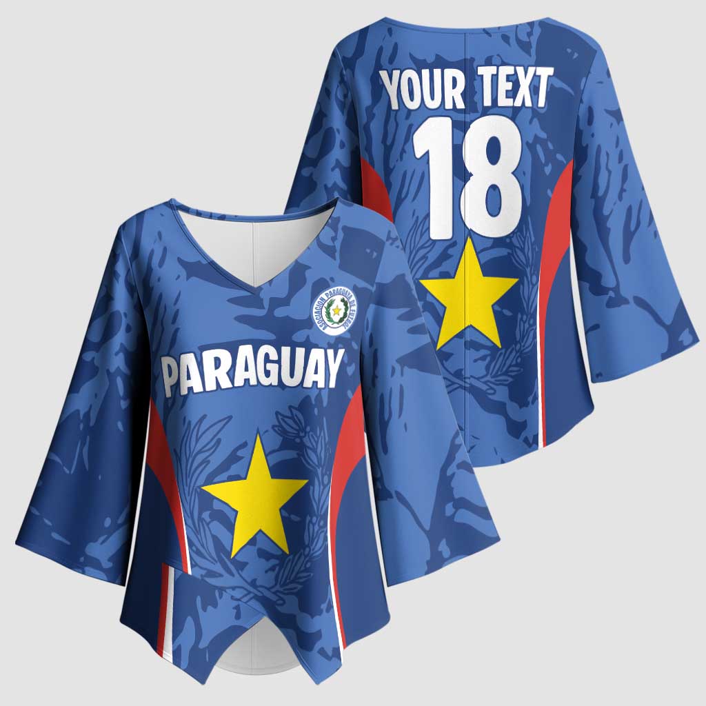 Custom Paraguay Football Kimono Sleeve Blouse La Albirroja Pride - Wonder Print Shop