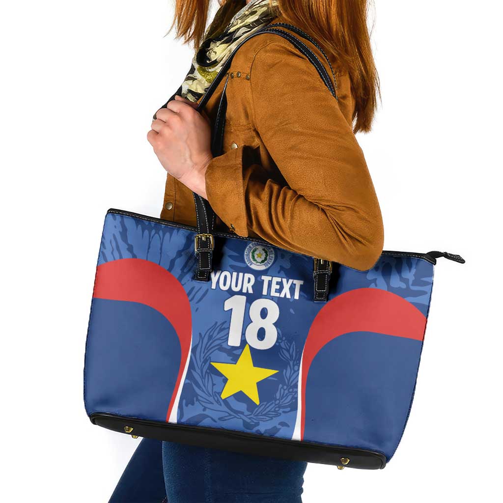 Custom Paraguay Football Leather Tote Bag La Albirroja Pride - Wonder Print Shop