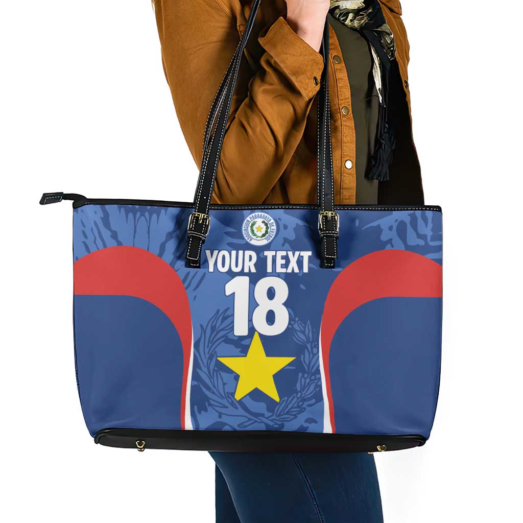 Custom Paraguay Football Leather Tote Bag La Albirroja Pride - Wonder Print Shop