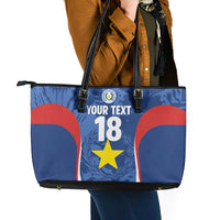 Custom Paraguay Football Leather Tote Bag La Albirroja Pride - Wonder Print Shop