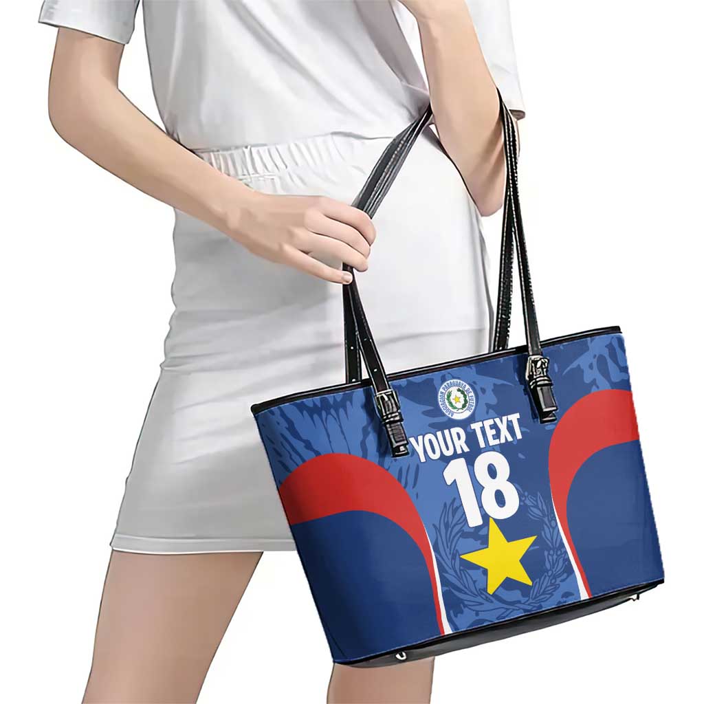 Custom Paraguay Football Leather Tote Bag La Albirroja Pride - Wonder Print Shop
