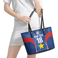 Custom Paraguay Football Leather Tote Bag La Albirroja Pride - Wonder Print Shop