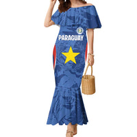 Custom Paraguay Football Mermaid Dress La Albirroja Pride - Wonder Print Shop