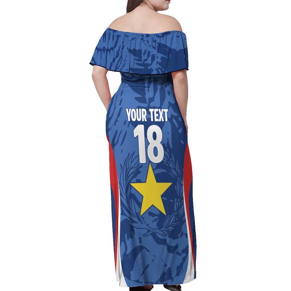 Custom Paraguay Football Off Shoulder Maxi Dress La Albirroja Pride - Wonder Print Shop