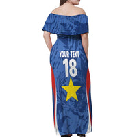 Custom Paraguay Football Off Shoulder Maxi Dress La Albirroja Pride - Wonder Print Shop