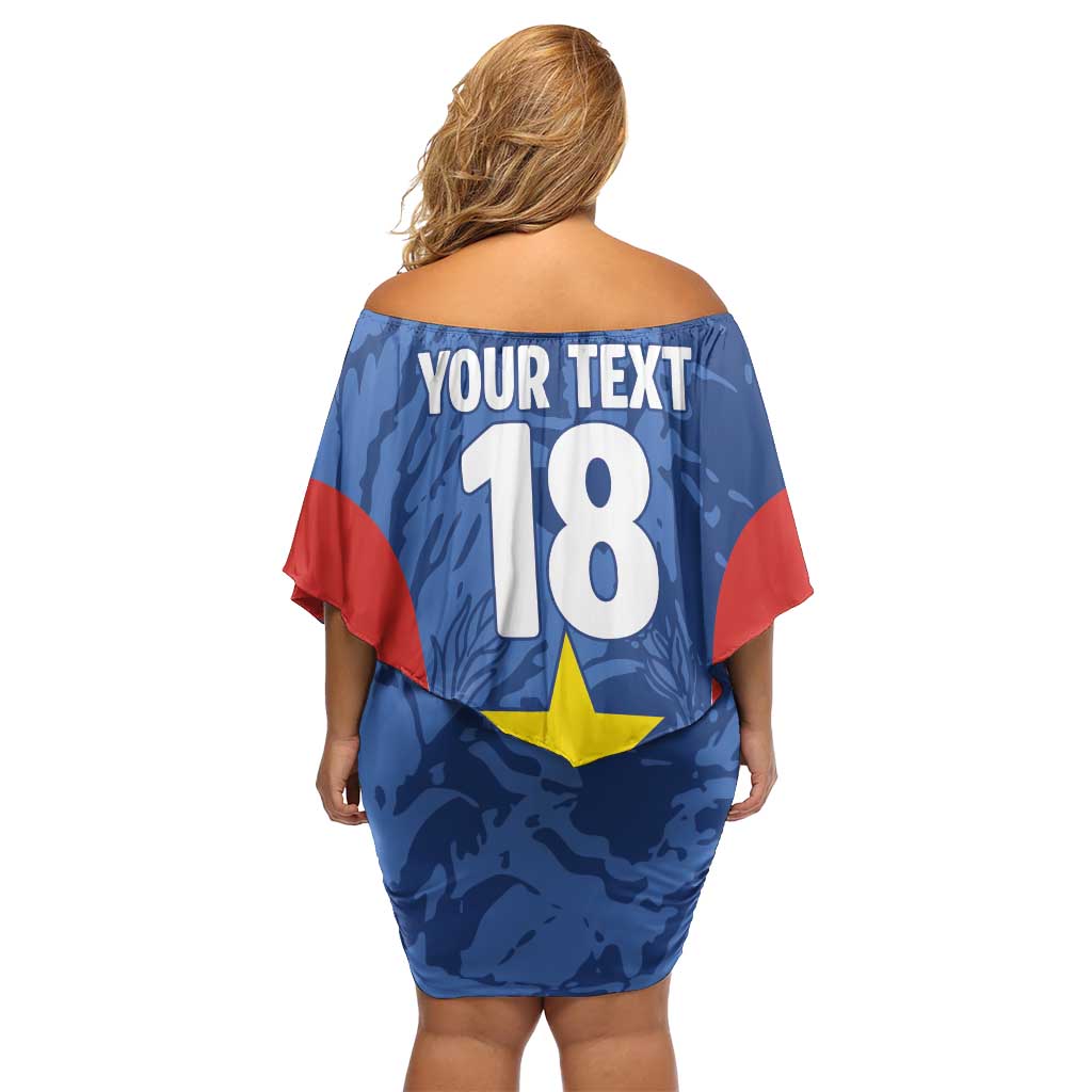 Custom Paraguay Football Off Shoulder Short Dress La Albirroja Pride - Wonder Print Shop