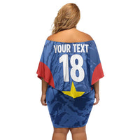 Custom Paraguay Football Off Shoulder Short Dress La Albirroja Pride - Wonder Print Shop