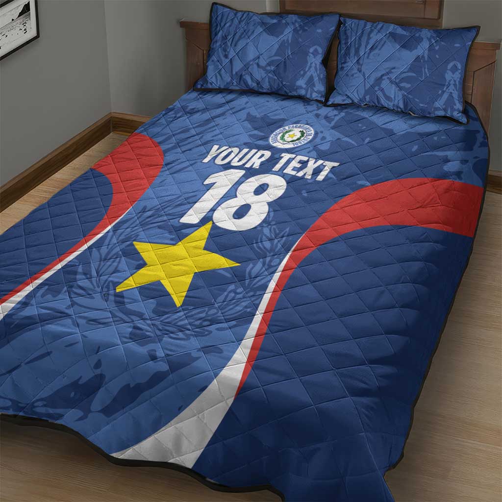 Custom Paraguay Football Quilt Bed Set La Albirroja Pride - Wonder Print Shop