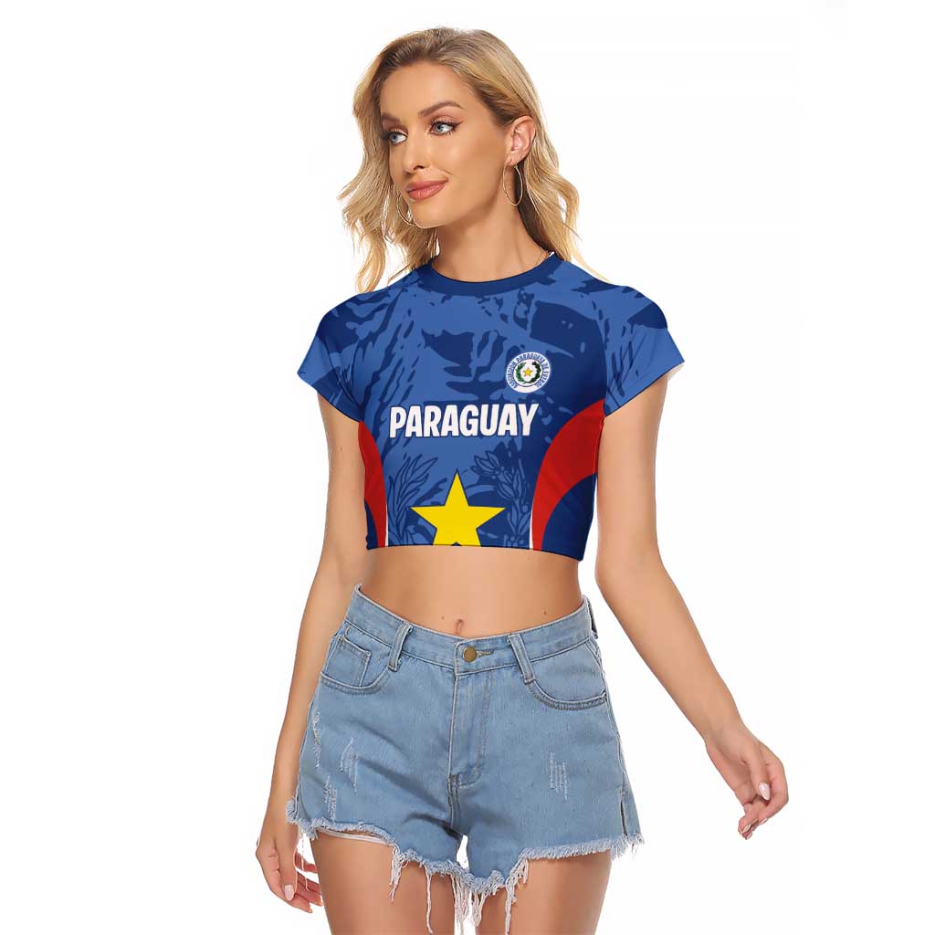 Custom Paraguay Football Raglan Cropped T Shirt La Albirroja Pride - Wonder Print Shop