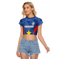 Custom Paraguay Football Raglan Cropped T Shirt La Albirroja Pride - Wonder Print Shop