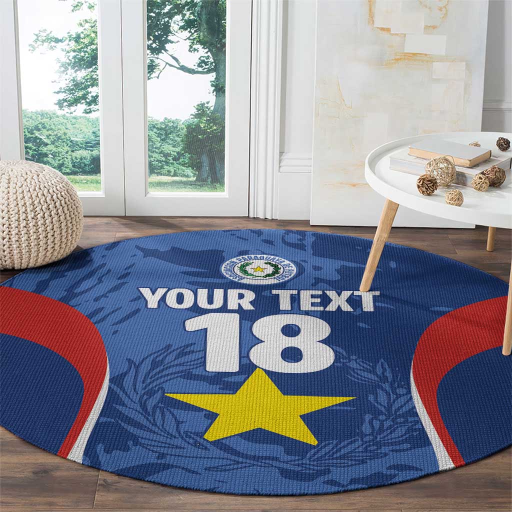 Custom Paraguay Football Round Carpet La Albirroja Pride - Wonder Print Shop