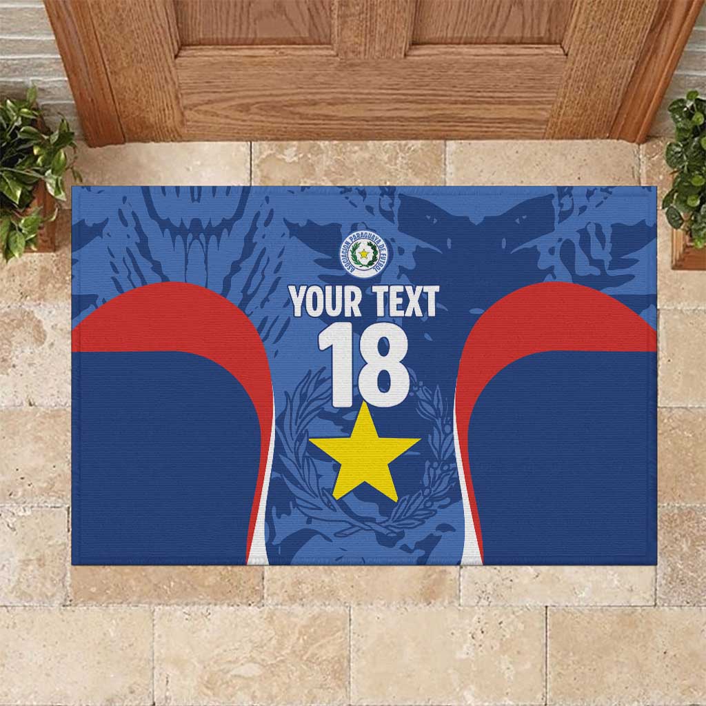 Custom Paraguay Football Rubber Doormat La Albirroja Pride - undefined