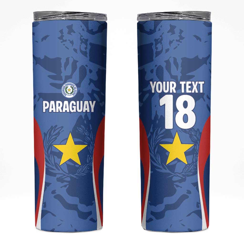 Custom Paraguay Football Skinny Tumbler La Albirroja Pride - Wonder Print Shop