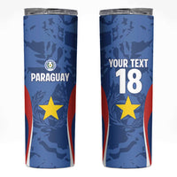 Custom Paraguay Football Skinny Tumbler La Albirroja Pride - Wonder Print Shop