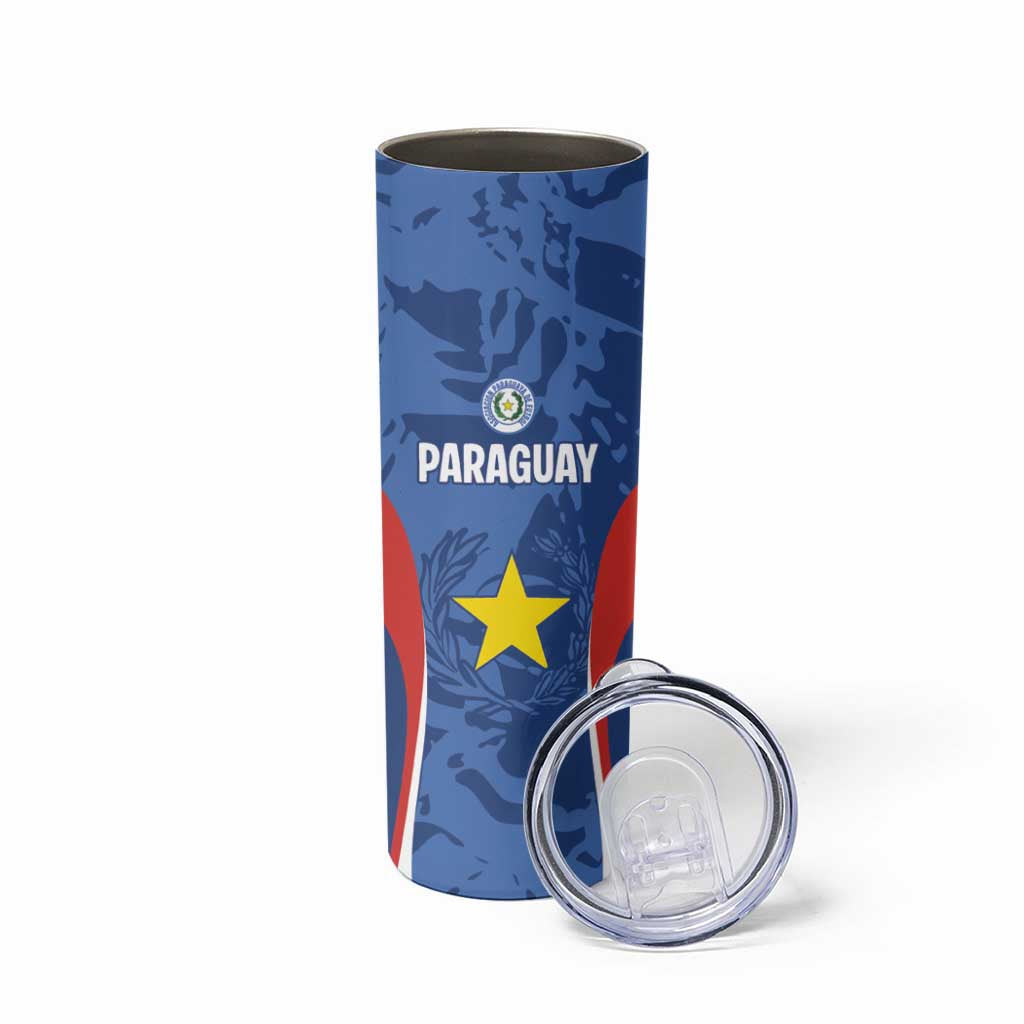 Custom Paraguay Football Skinny Tumbler La Albirroja Pride - Wonder Print Shop