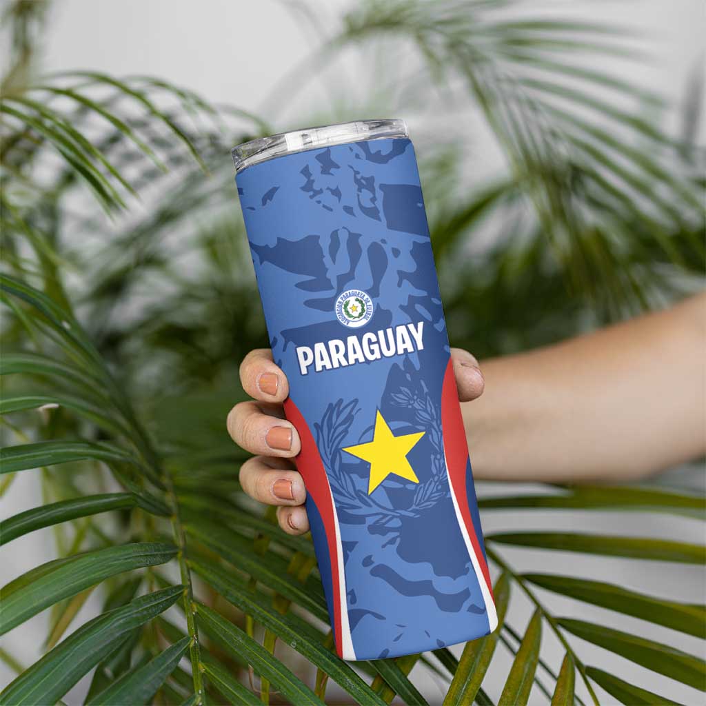 Custom Paraguay Football Skinny Tumbler La Albirroja Pride - Wonder Print Shop