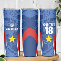 Custom Paraguay Football Skinny Tumbler La Albirroja Pride - Wonder Print Shop
