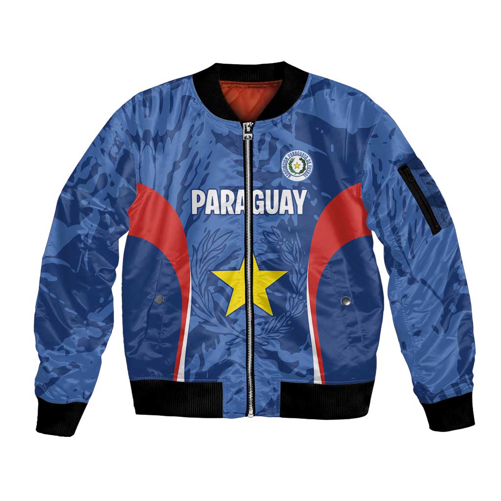 Custom Paraguay Football Sleeve Zip Bomber Jacket La Albirroja Pride - Wonder Print Shop