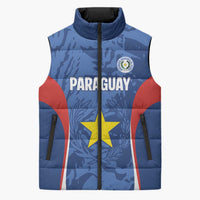 Custom Paraguay Football Sleeveless Puffer Jacket La Albirroja Pride - Wonder Print Shop