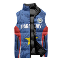 Custom Paraguay Football Sleeveless Puffer Jacket La Albirroja Pride - Wonder Print Shop