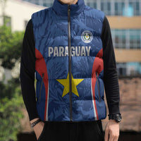 Custom Paraguay Football Sleeveless Puffer Jacket La Albirroja Pride - Wonder Print Shop