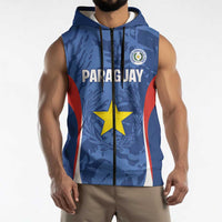 Custom Paraguay Football Sleeveless Zip Hoodie La Albirroja Pride - Wonder Print Shop