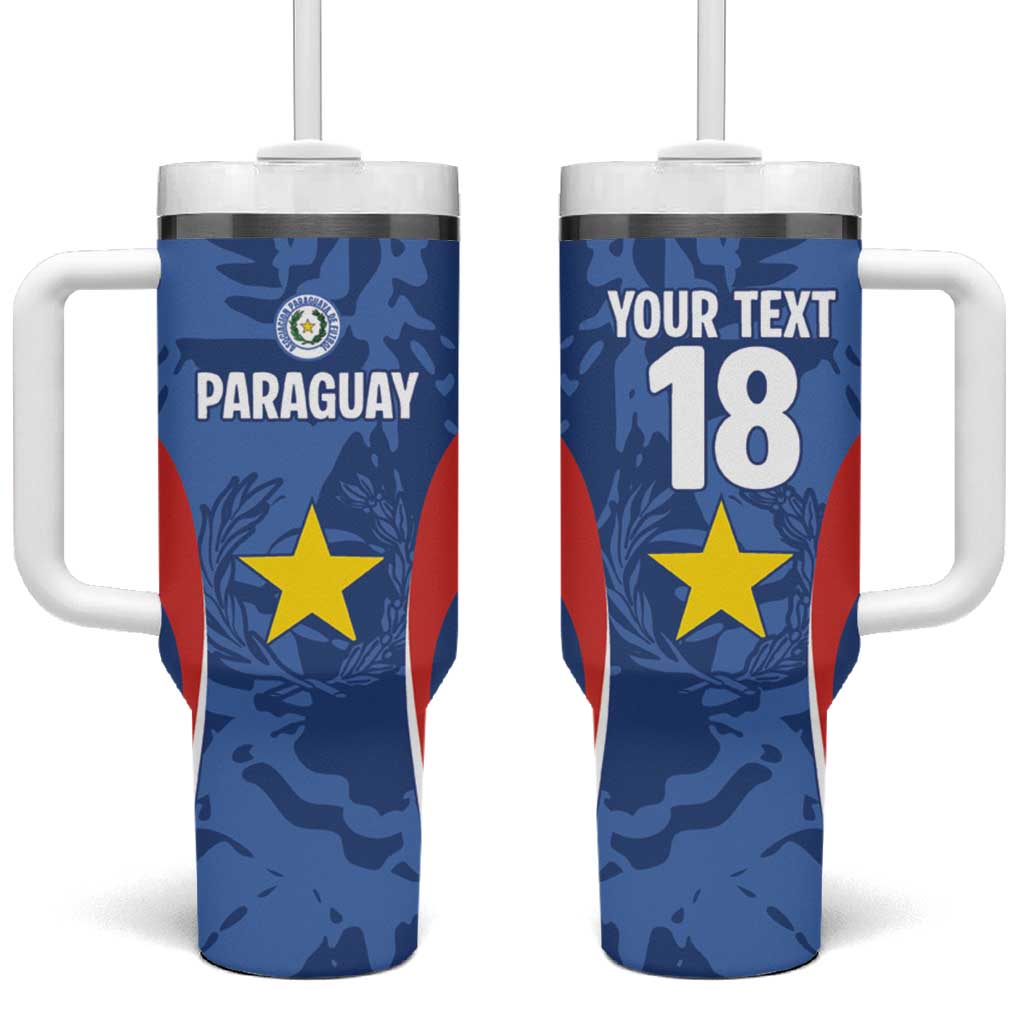 Custom Paraguay Football Tumbler With Handle La Albirroja Pride - Wonder Print Shop