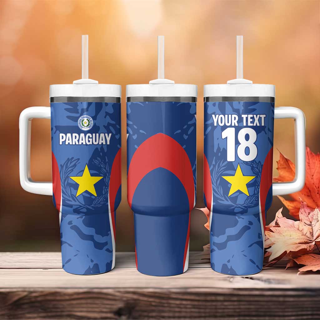 Custom Paraguay Football Tumbler With Handle La Albirroja Pride - Wonder Print Shop