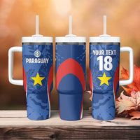 Custom Paraguay Football Tumbler With Handle La Albirroja Pride - Wonder Print Shop