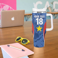 Custom Paraguay Football Tumbler With Handle La Albirroja Pride - Wonder Print Shop