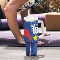 Custom Paraguay Football Tumbler With Handle La Albirroja Pride - Wonder Print Shop
